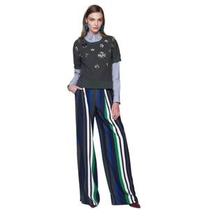 Banana Republic Striped 💙💚🤍Wide Leg Trousers Size 6